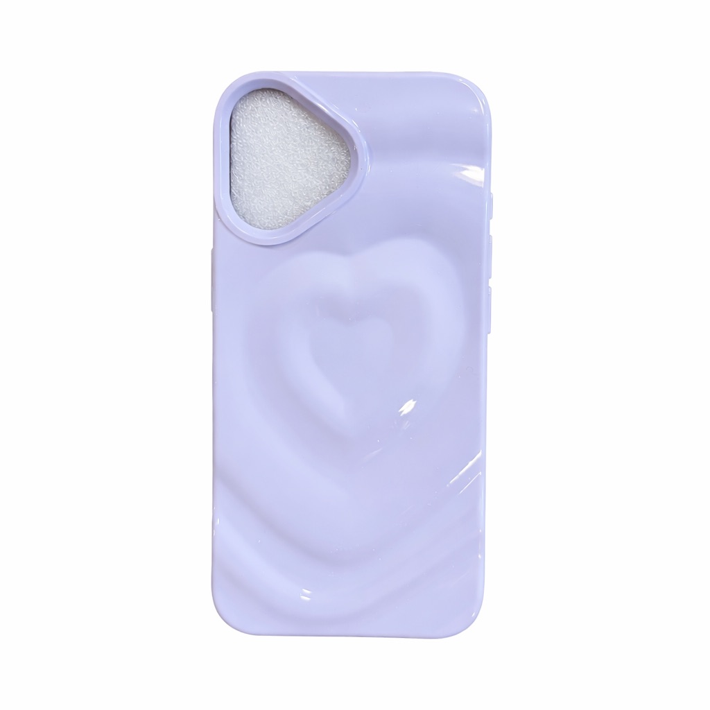 Iphone Case Glossy Light Purple 3d Heart Ripple Pattern Soft